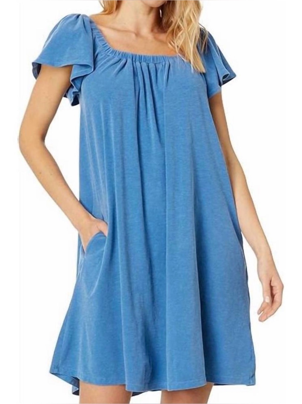 SUNDRY mini trapeze dress in pigment royal